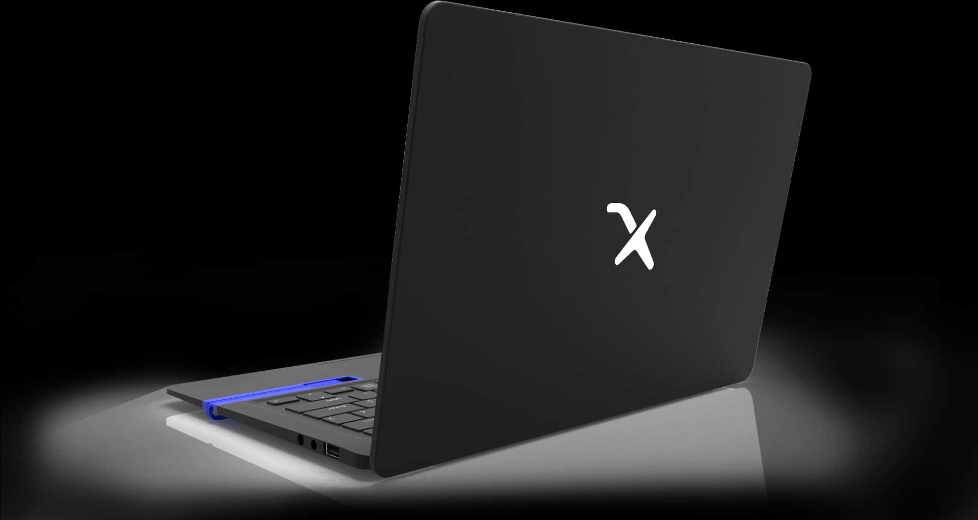 Modern Black Laptop Blue Accent