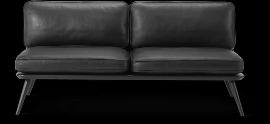 Modern Black Leather Couch