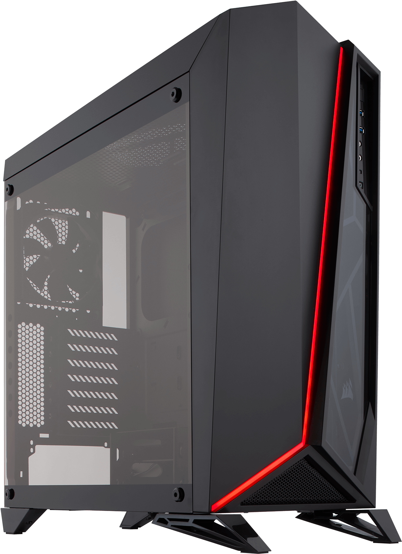 Modern Black Red Gaming P C Case