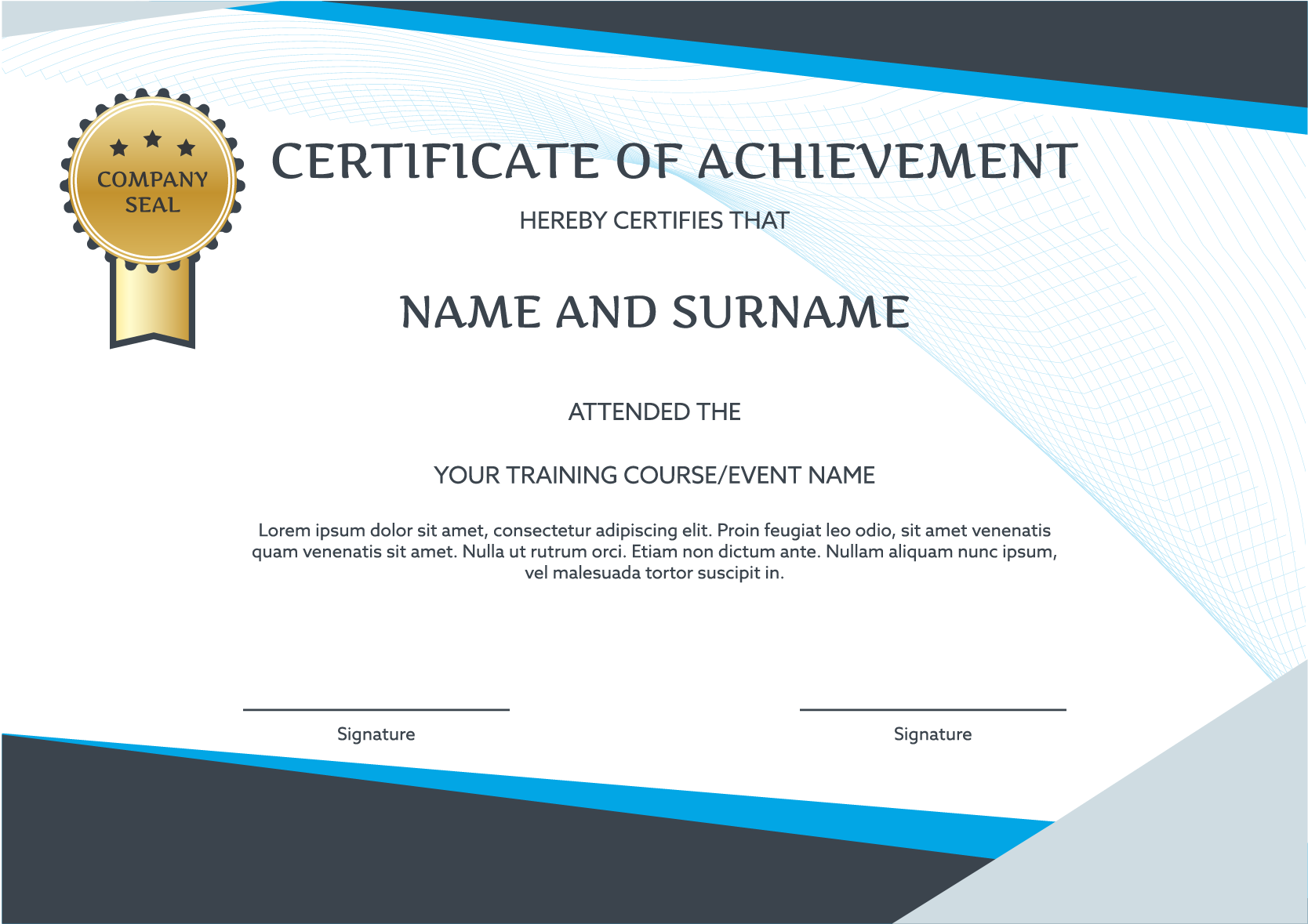 Modern Blue Certificateof Achievement Template