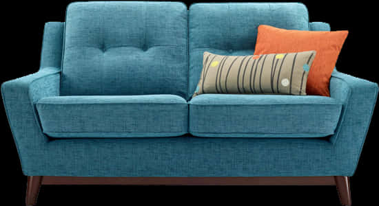 Modern Blue Loveseat With Cushions.jpg