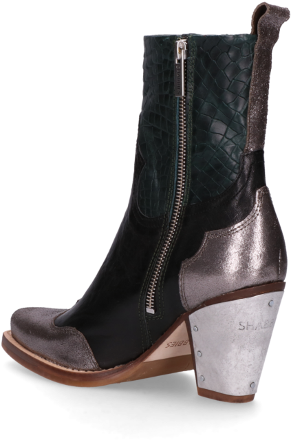 Modern Cowboy Bootwith Zipperand Metallic Heel