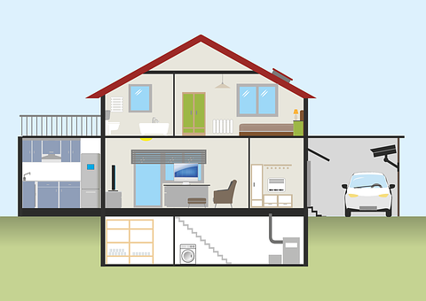 Modern Home Cross Section Illustration