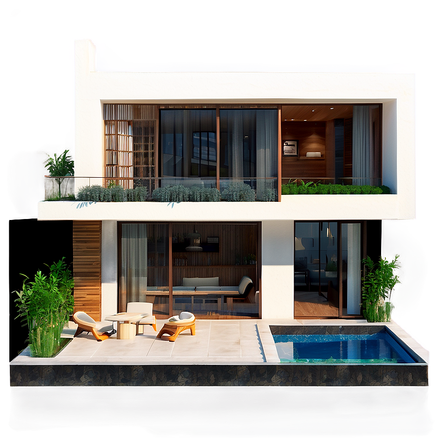 Modern House With Rooftop Terrace Png 06202024