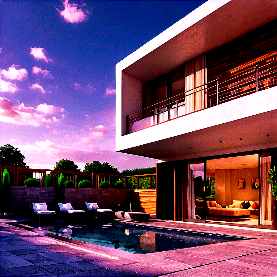 Modern House With Rooftop Terrace Png Rlg66