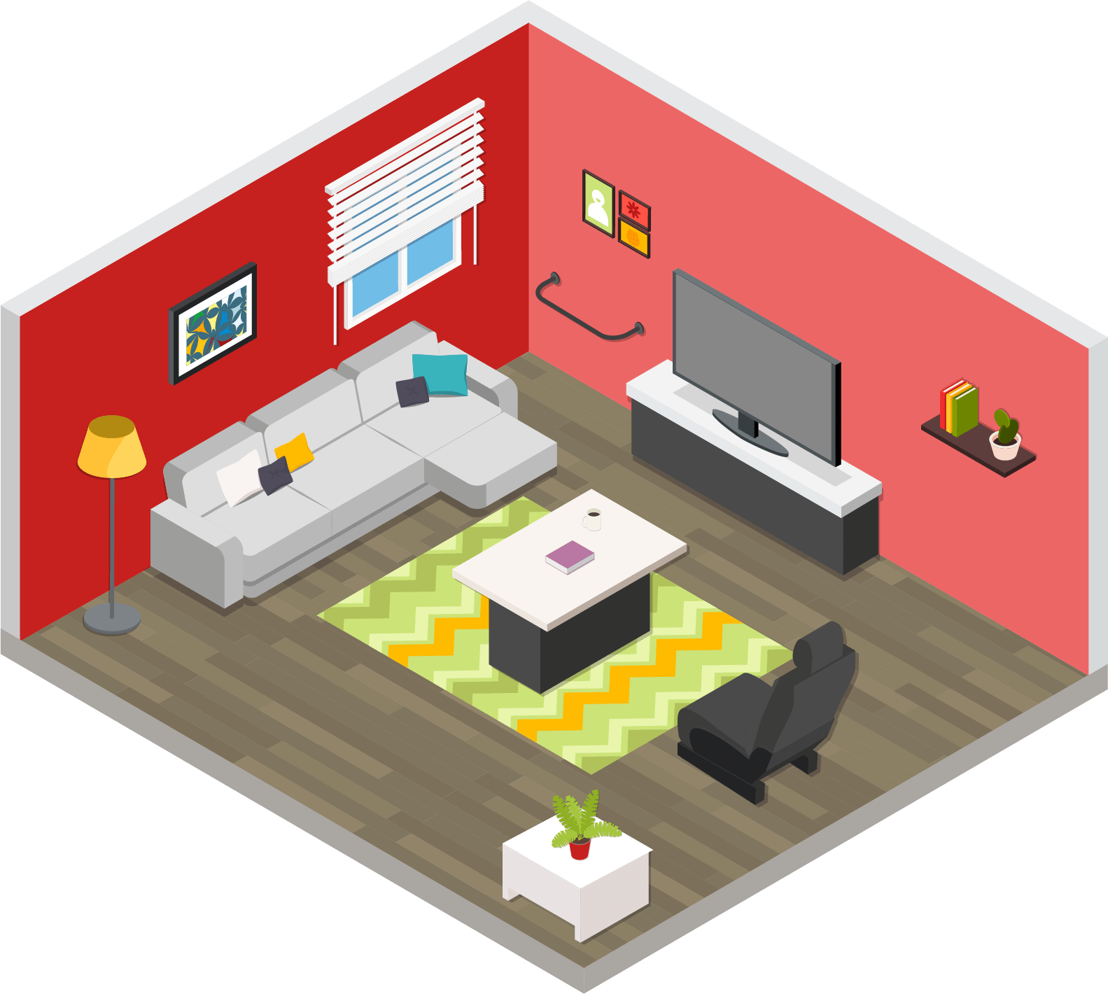 Modern Isometric Living Room Design
