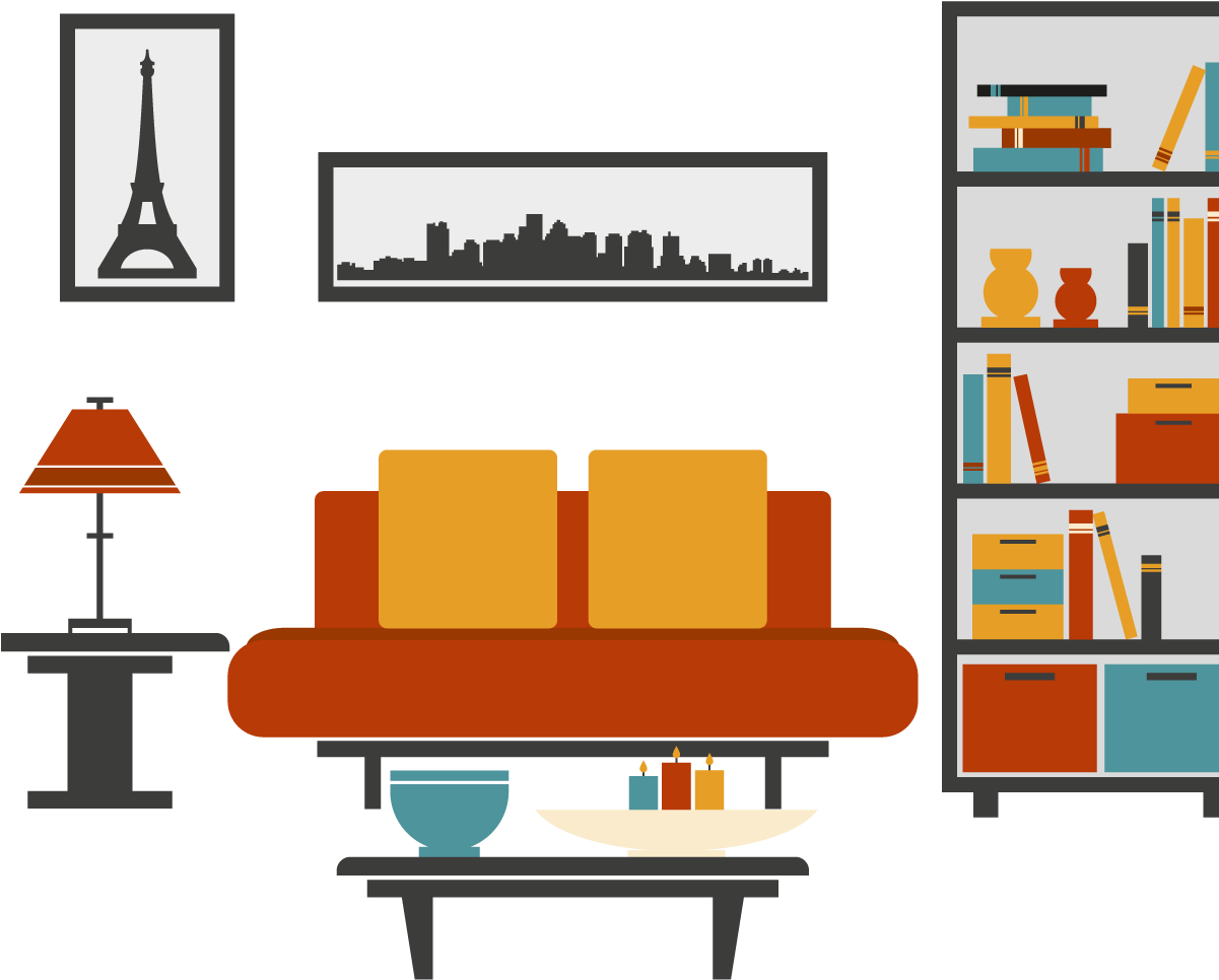 Modern Living Room Vector Illustration