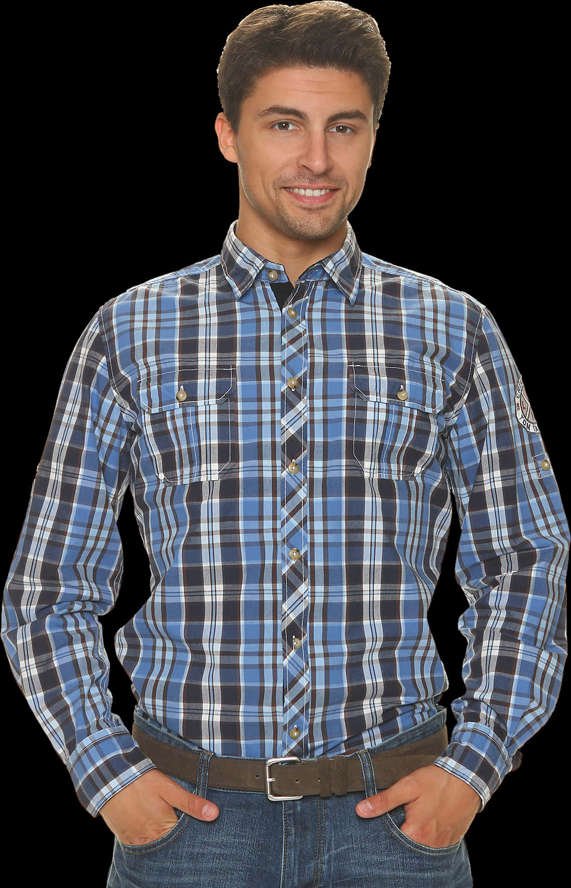 Modern Mens Hairstyle Plaid Shirt