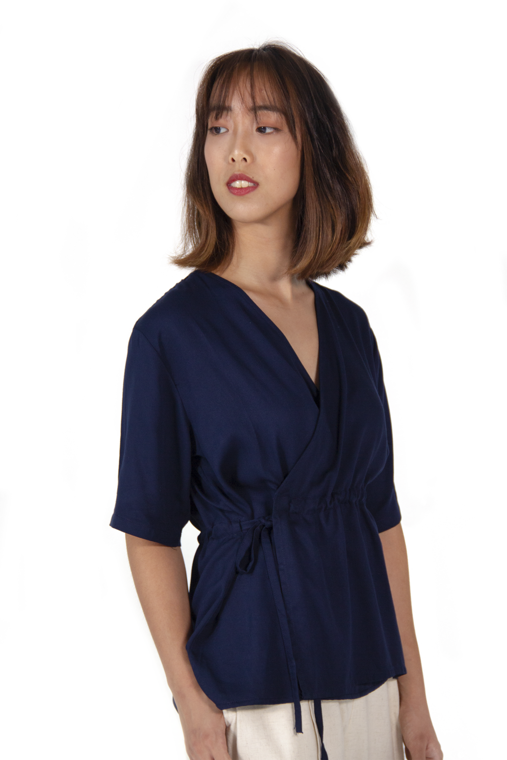 Modern Navy Kimono Top