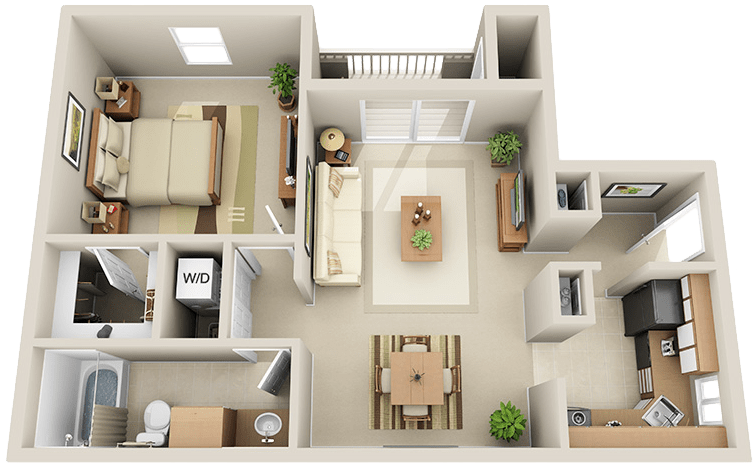 Modern One Bedroom Apartment Layout