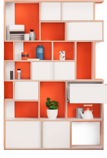 Modern Orange Bookshelf Design