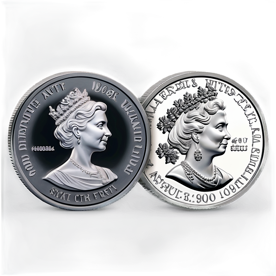 Modern Silver Coin Rendering Png Acu