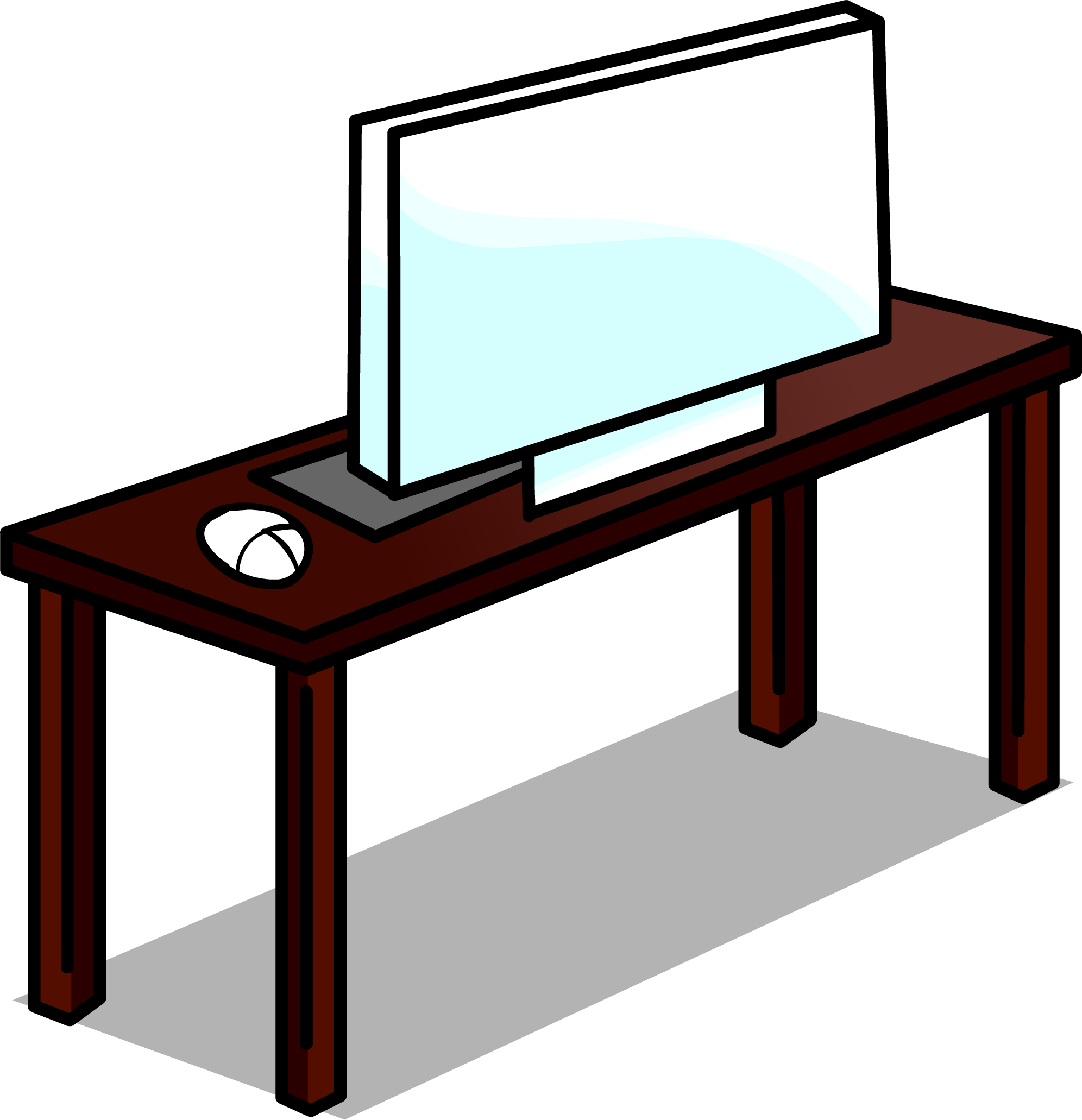 Modern Tablewith Monitor Clipart