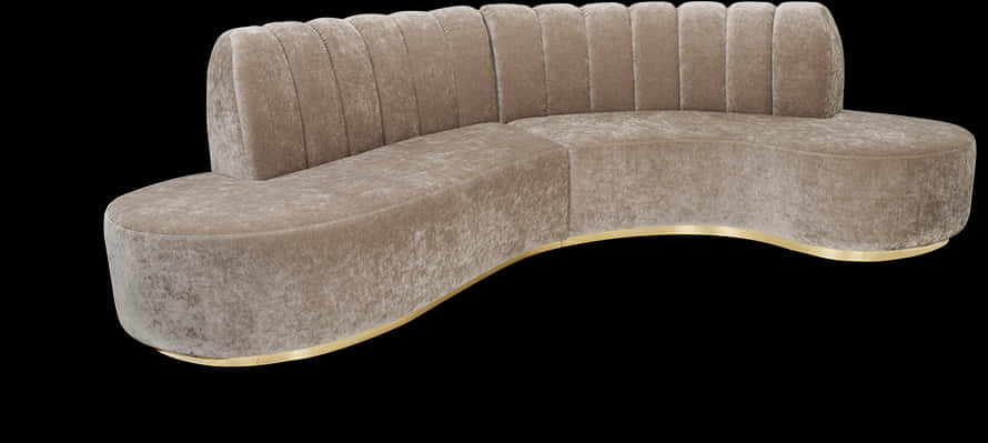 Modern Velvet Curved Couchwith Gold Trim