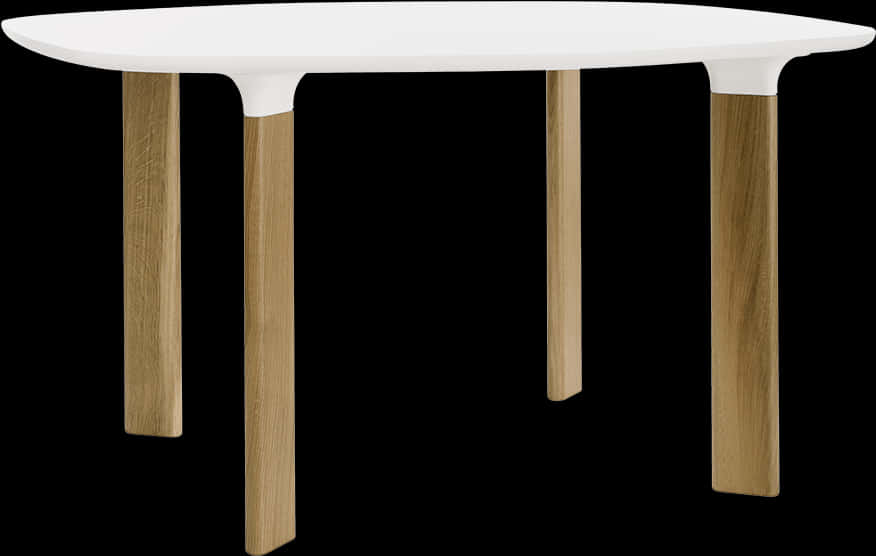 Modern White Top Wooden Legs Table