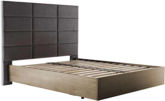 Modern Wooden Bed Framewith Upholstered Headboard