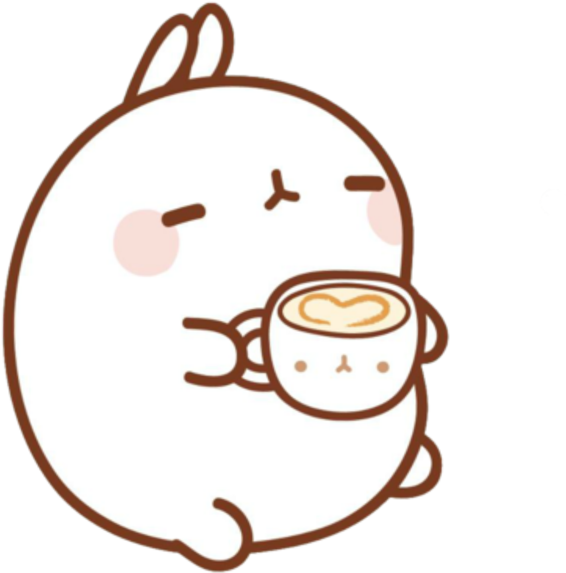 Molang Coffee Time Cute Illustration
