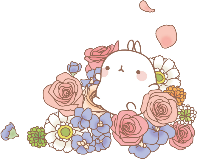 Molang Surroundedby Flowers