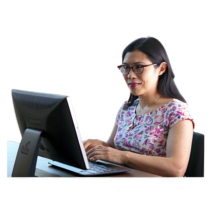 Mom At Computer Work Png Cnk3