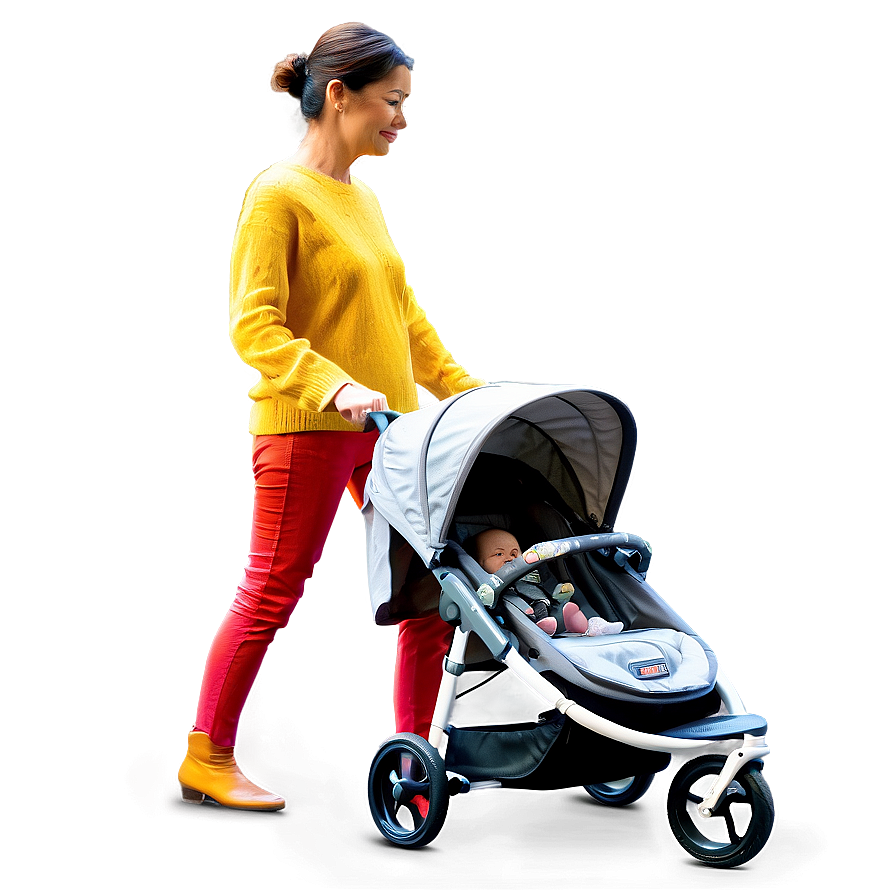Mom With Stroller Walking Png 54