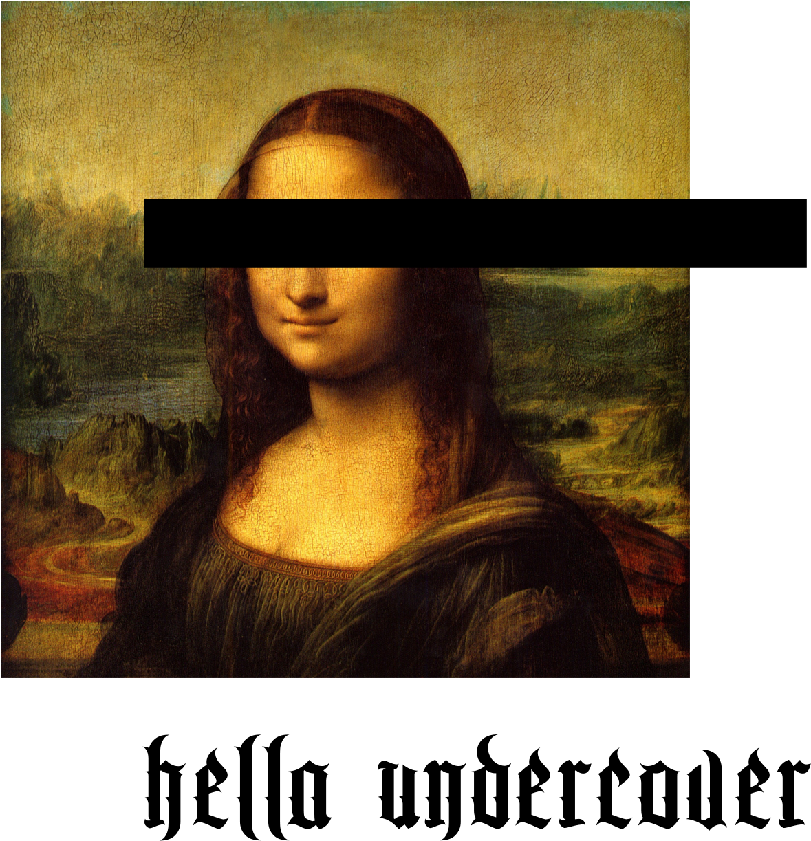 Mona Lisa Censored Eyesand Text Overlay