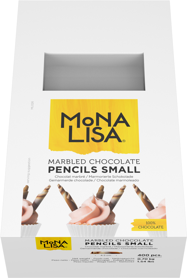 Mona Lisa Marbled Chocolate Pencils Packaging