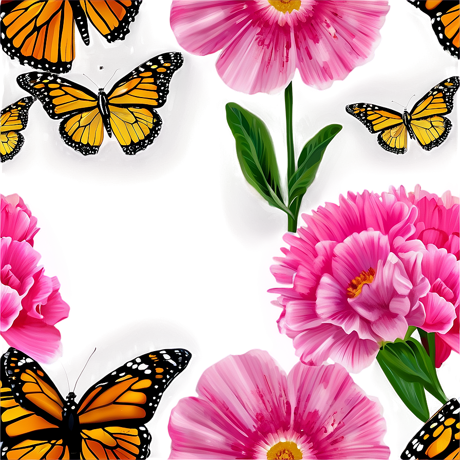 Monarch Butterflies And Flowers Png 06252024