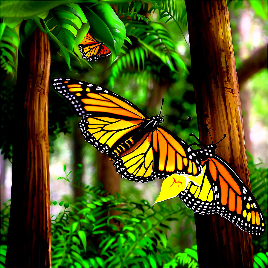 Monarch Butterflies In Forest Png 25