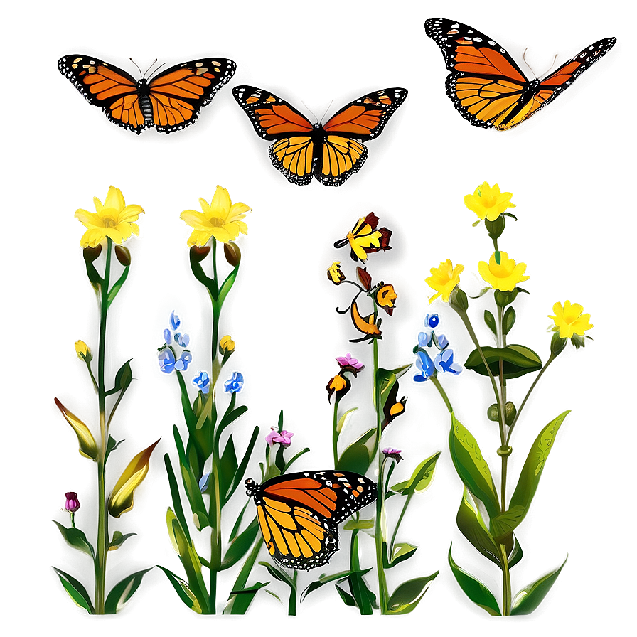 Monarch Butterflies In Meadow Png Svf