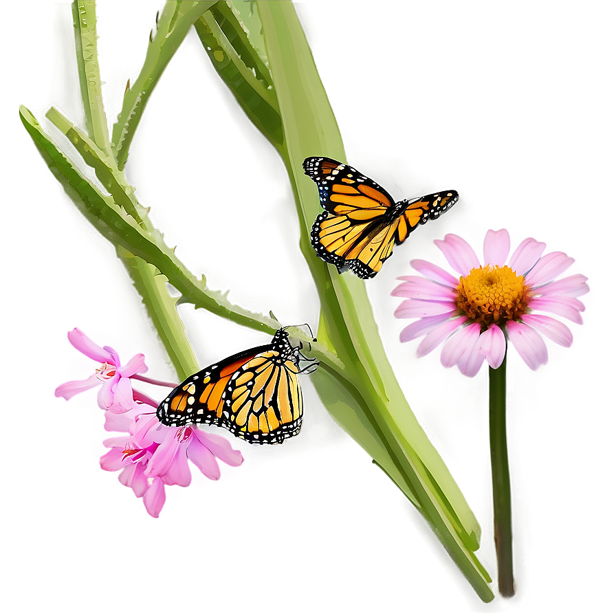 Monarch Butterflies On Flower Png 55