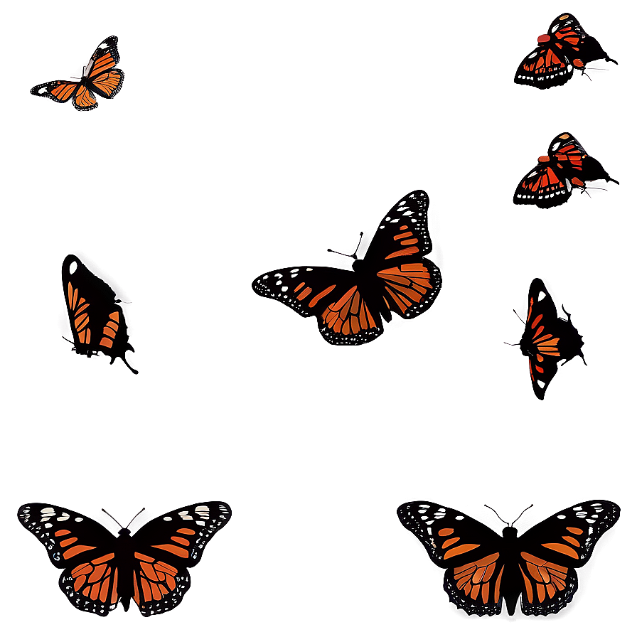 Monarch Butterflies Silhouette Sunset Png Vih52