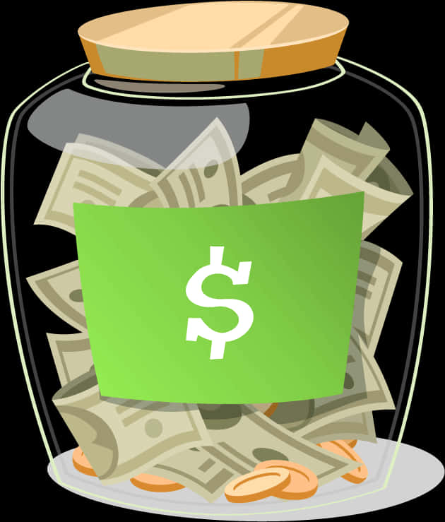 Money Jar Fullof Cash Illustration