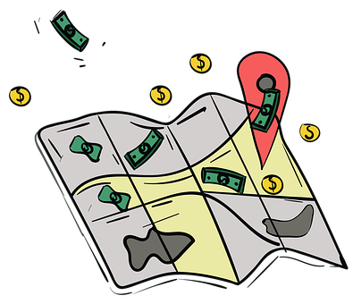 Money Map Location Finance Concept