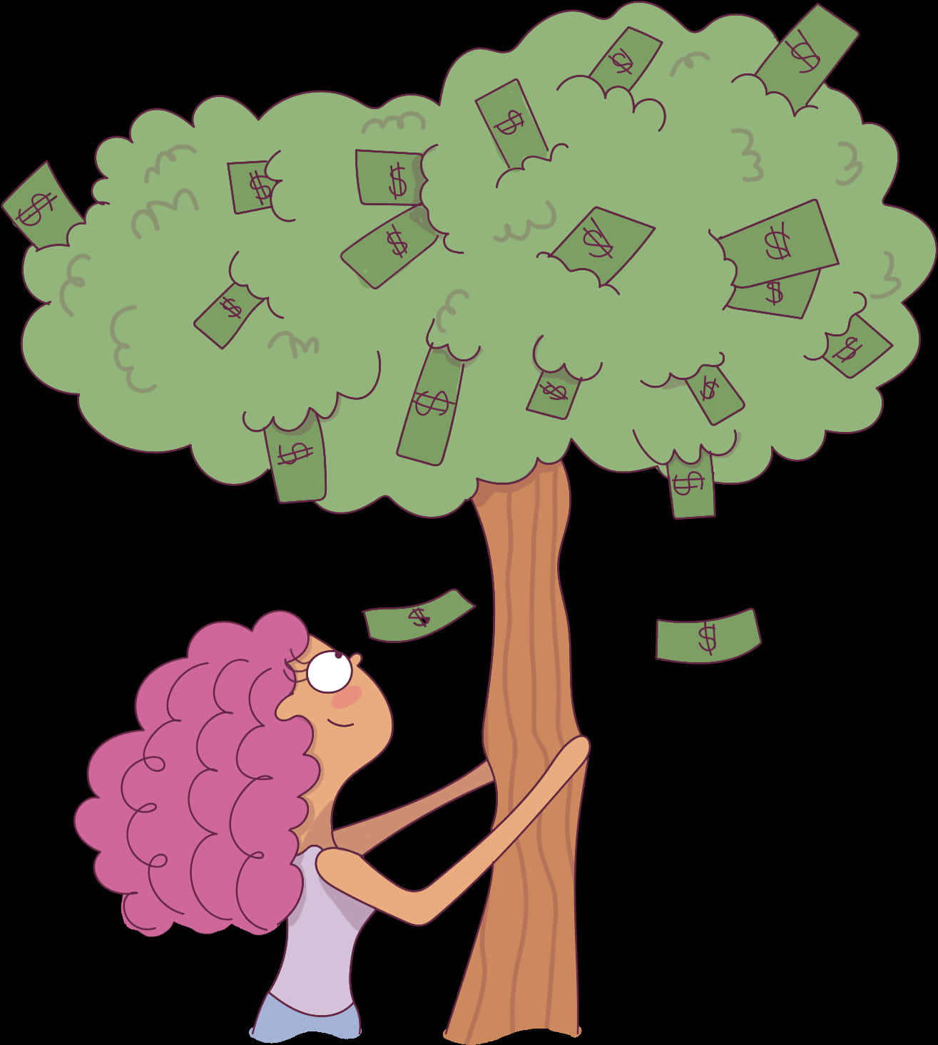 Money Tree Cartoon Illustration