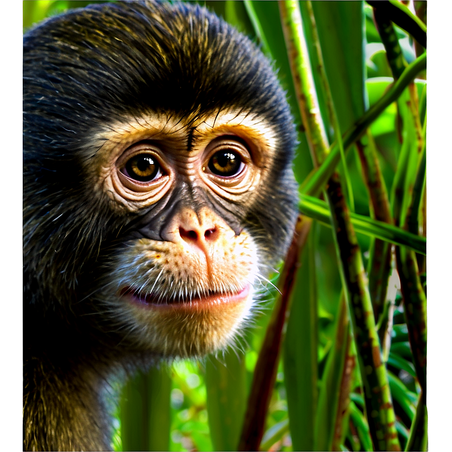 Monkey Face In Jungle Scene Png 06272024