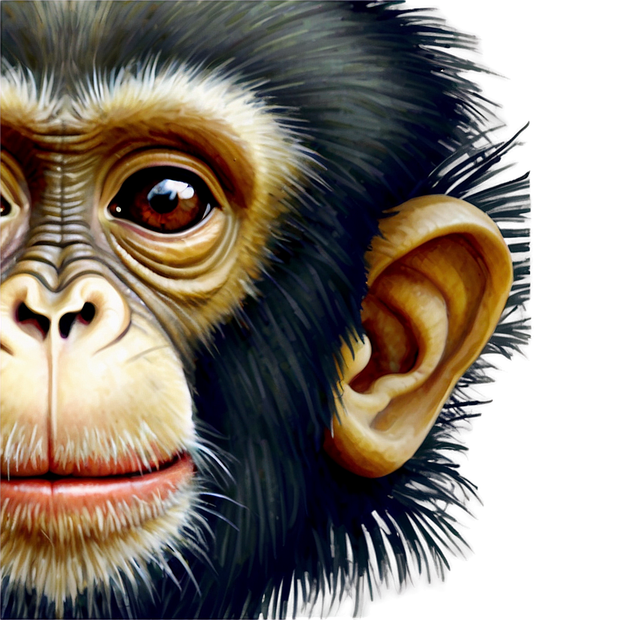 Monkey Face Watercolor Painting Png 16