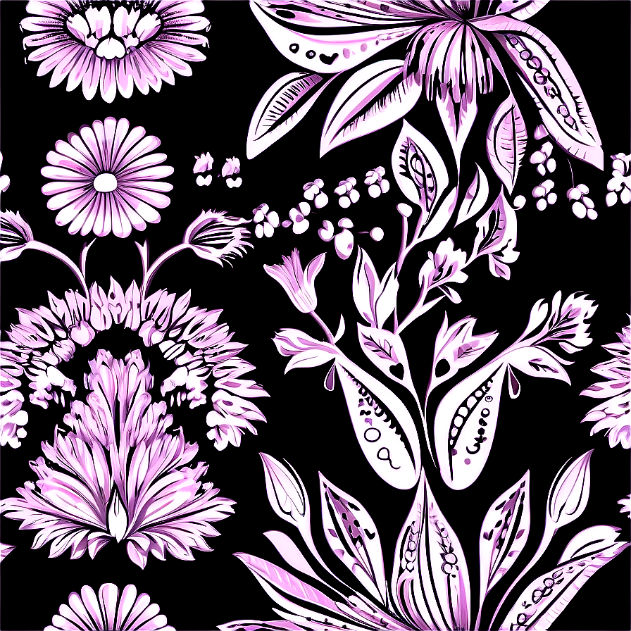 Monochrome Floral Pattern Png 45