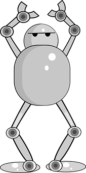 Monochrome Robot Illustration