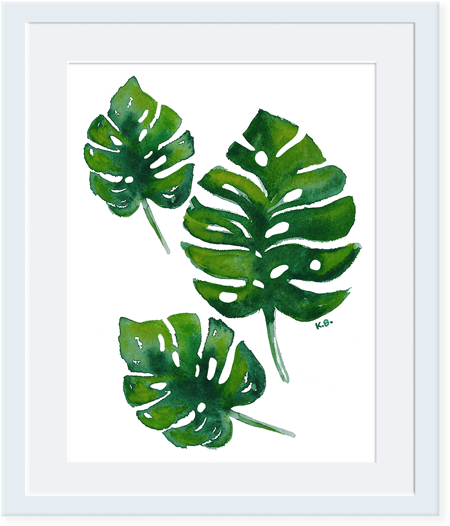 Monstera Leaves Watercolor Art