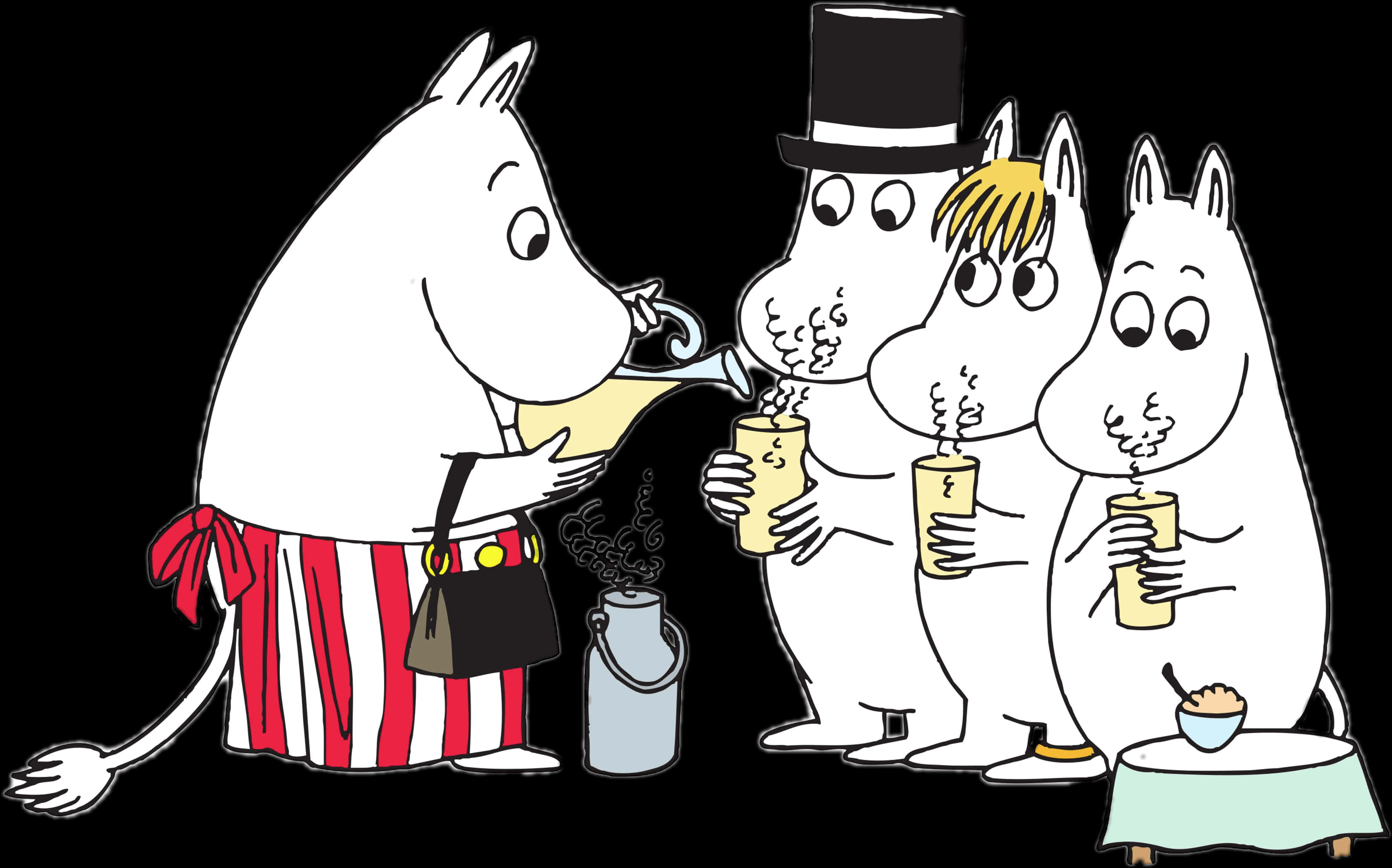Moomin Characters Drinking Hot Beverage