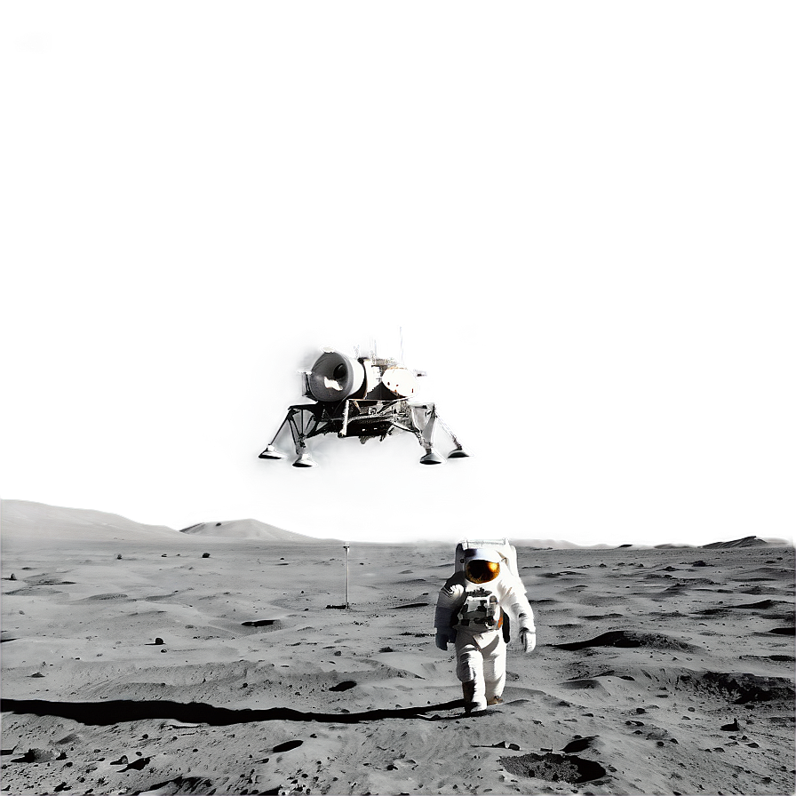 Moon Surface With Spacecraft Landing Png Pep91