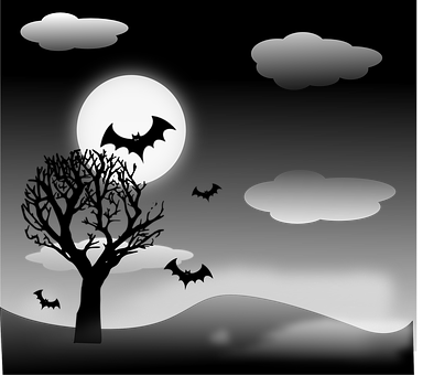 Moonlit Bats Silhouette