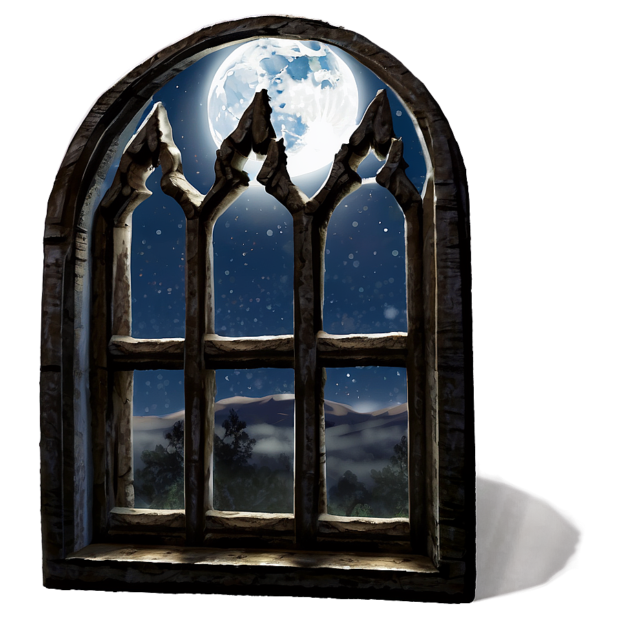 Moonlit Night Window Png 05042024