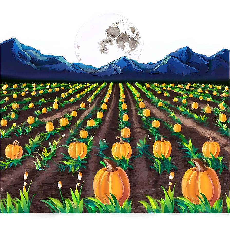 Moonlit Pumpkin Patch Field Png 28