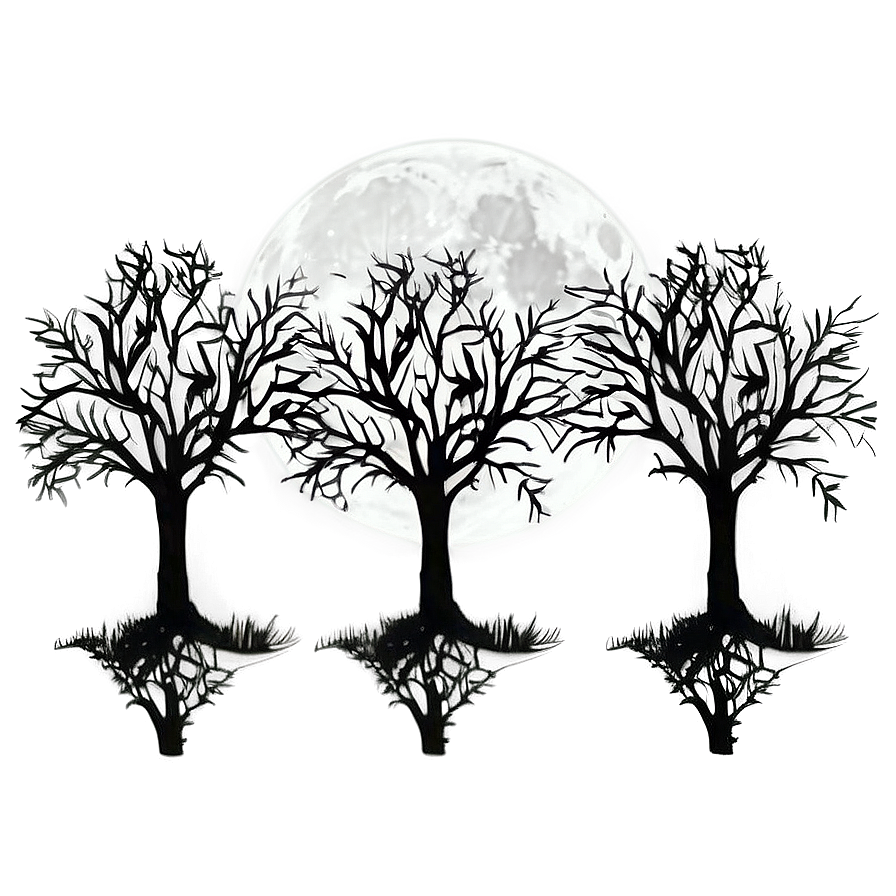 Moonlit Silhouette Trees Png 05042024