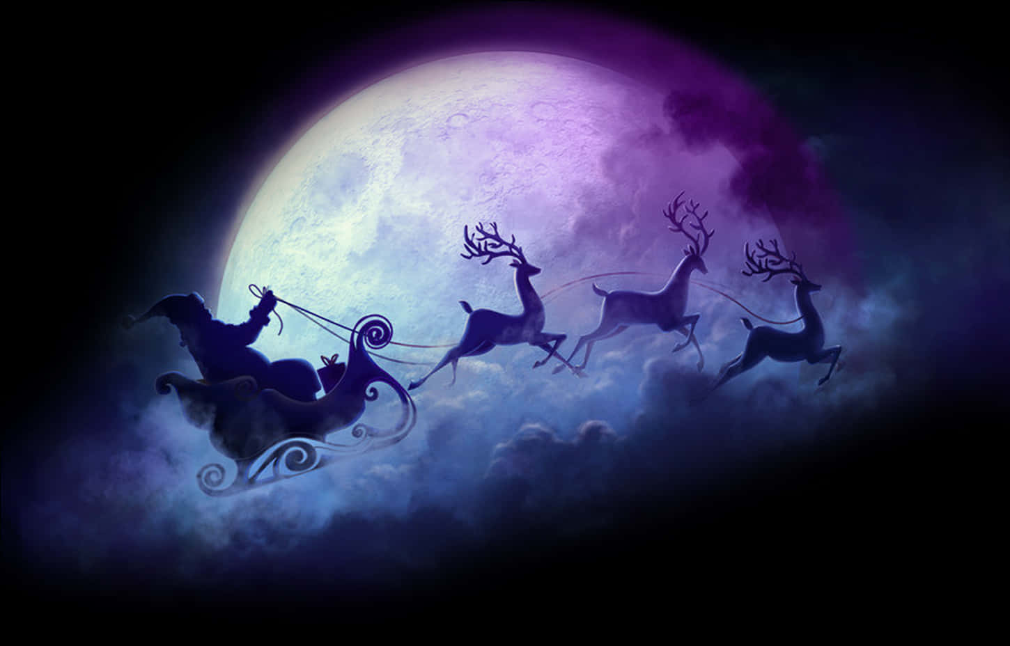 Moonlit Sleigh Ride Silhouette