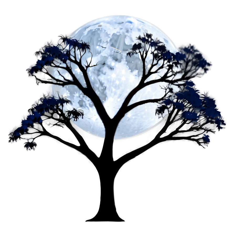 Moonlit Tree Silhouette Png Qix