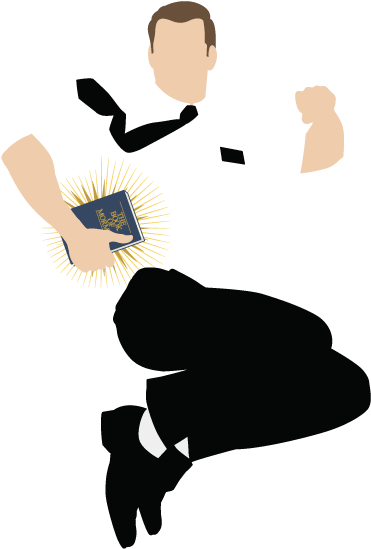 Mormon Missionary Jumpingwith Bookof Mormon