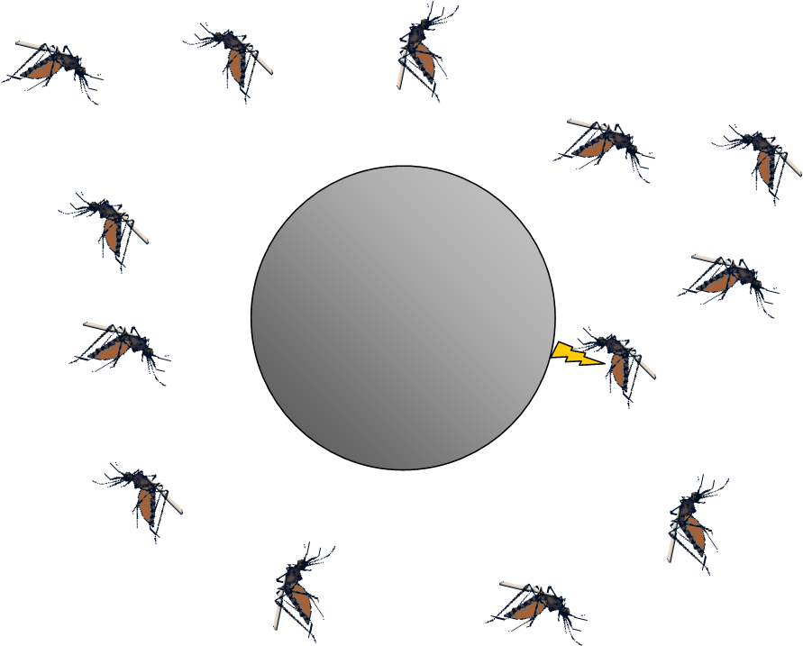 Mosquitoes Around Sphere Illustration