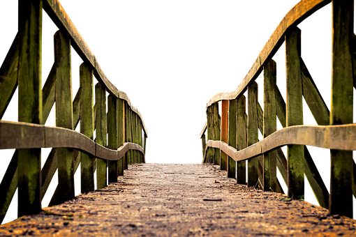 Mossy Wooden Bridgeat Night